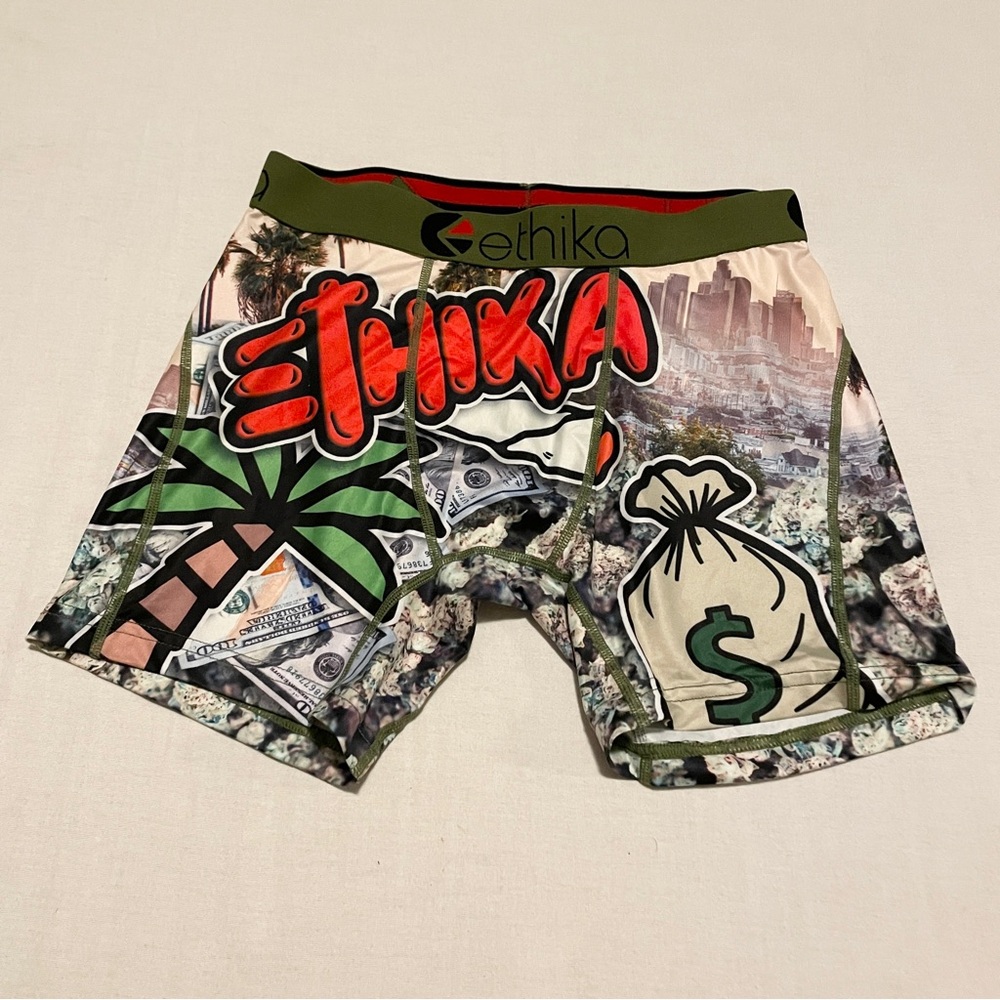 Ethika Men's Staple Boxer Briefs City Skyline & Money Print Size Small
